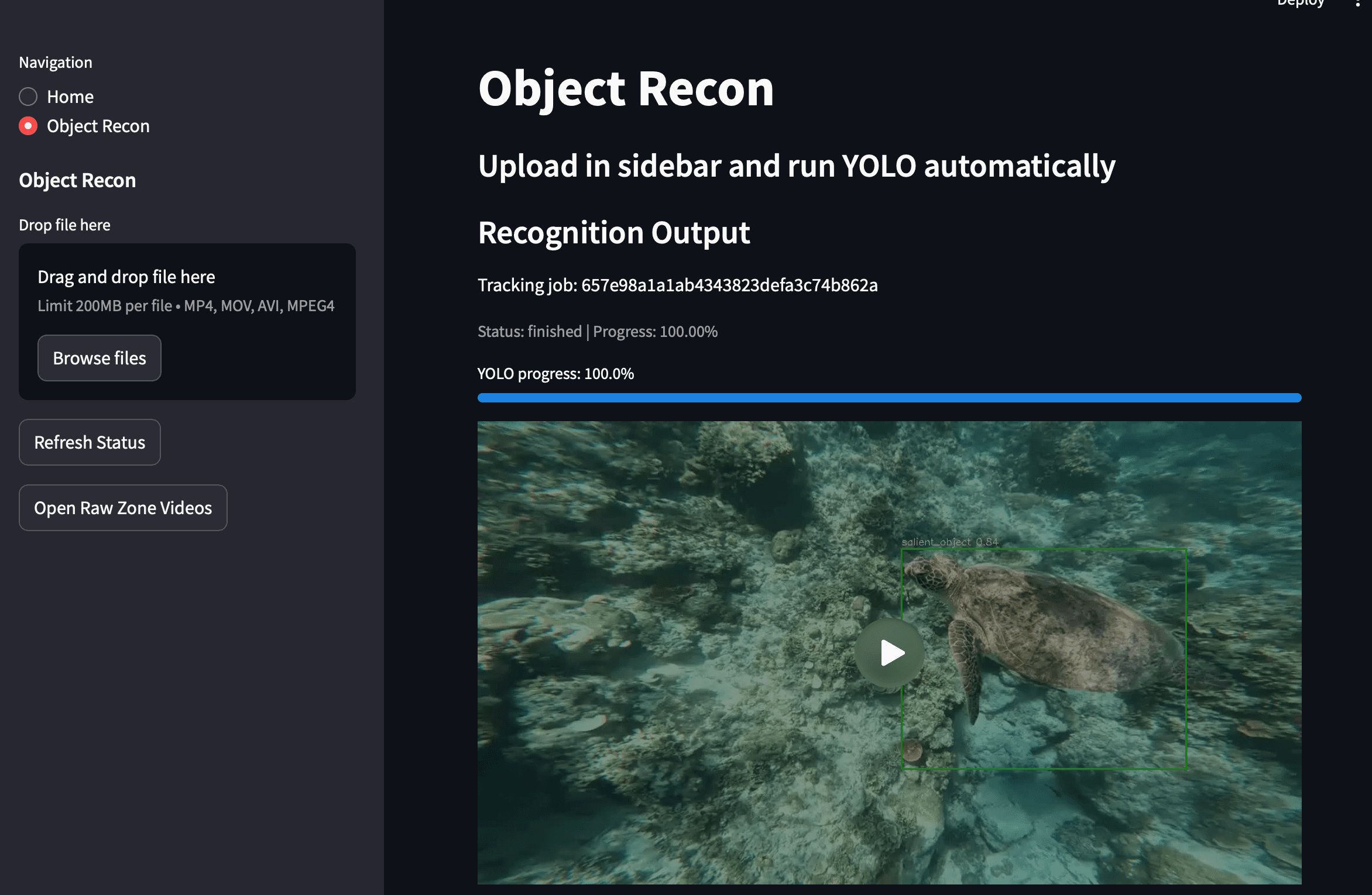 Deep Sea Vision underwater dashboard preview