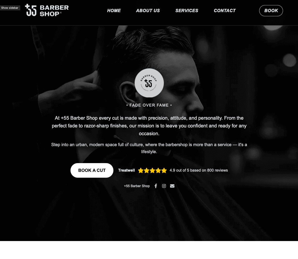 Plus55 Barbershop website preview