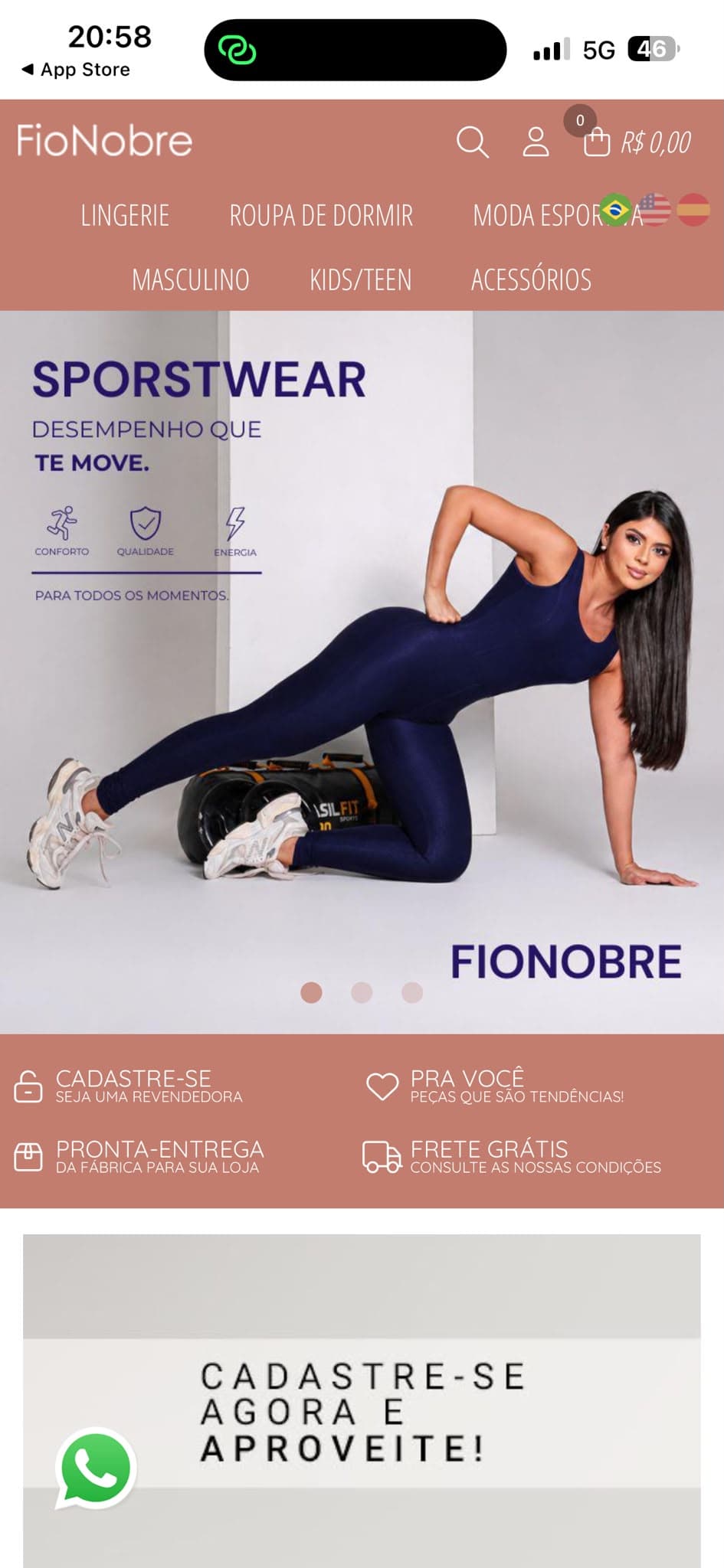 B2B ecommerce mobile app screen showing a sportswear catalogue with wholesale purchase flow.