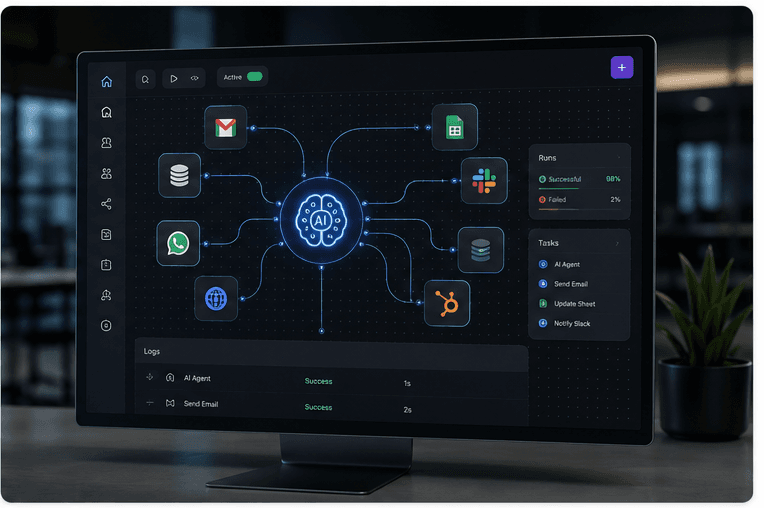 AI automation workflow connecting business applications